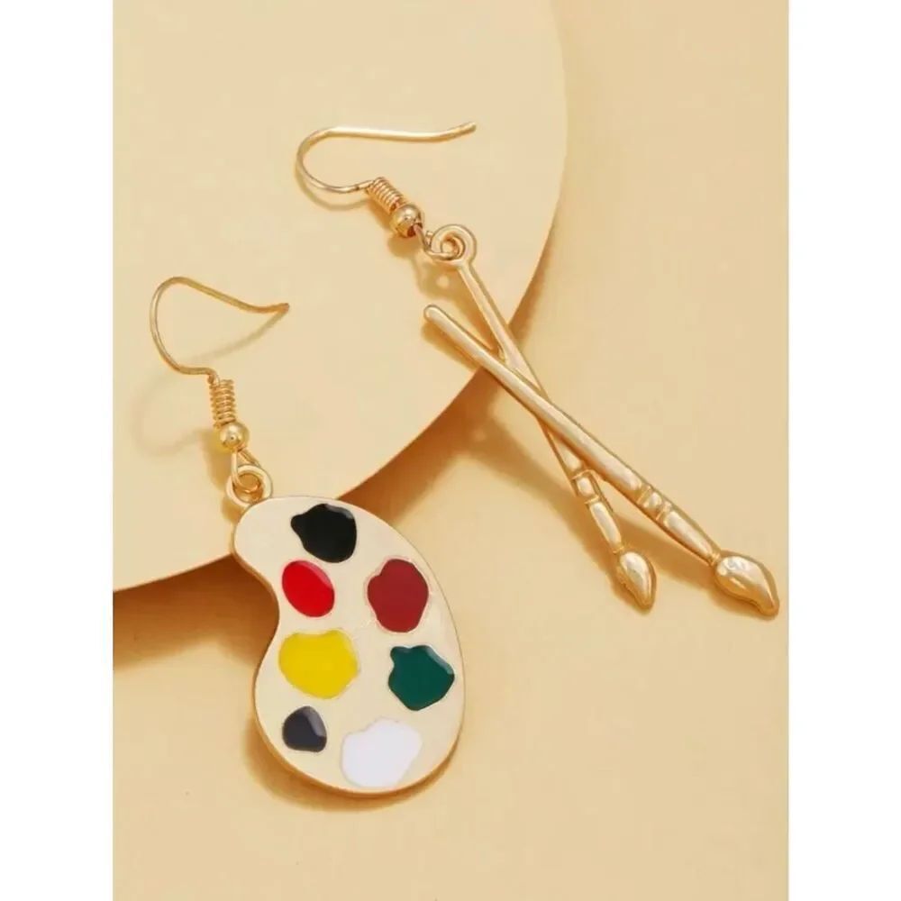 Artist Palette & Brush Drop Earrings A1858